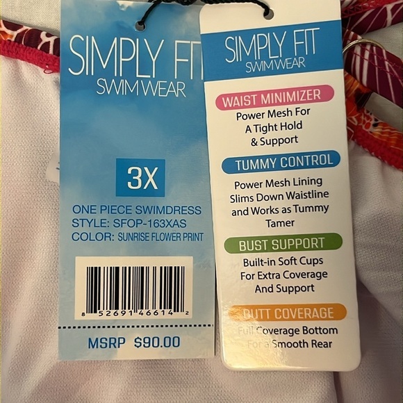 Simply Fit One Piece Floral Print Swim Dress - Picture 6 of 12